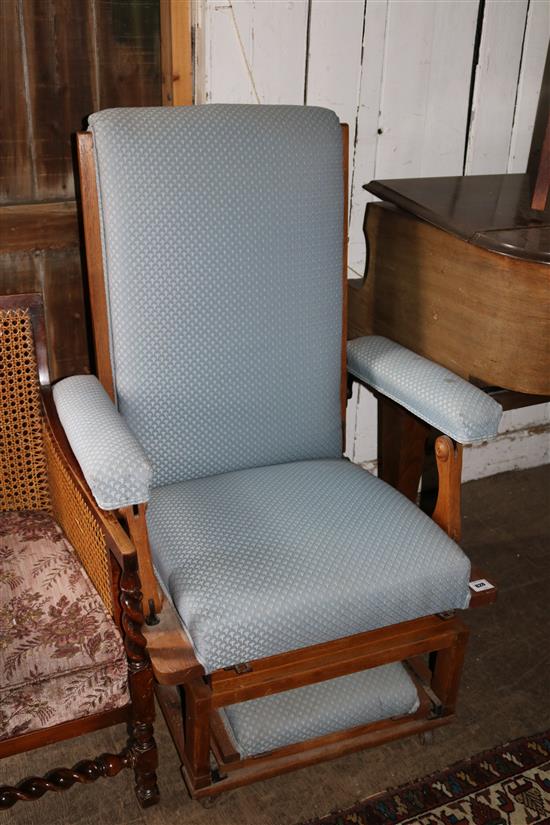 Wood & metal reclining chair